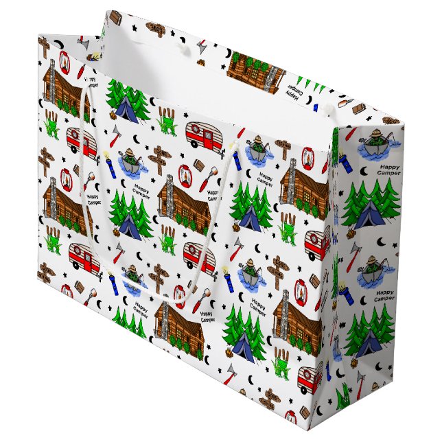 Camping or Midwest Themed Birthday  Large Gift Bag (Front Angled)