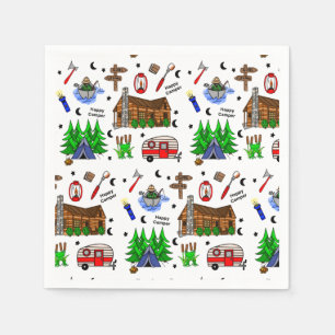 Camping or Midwest Themed  Happy Camper Birthday   Napkin