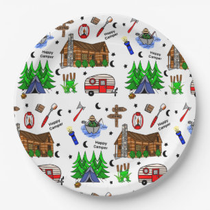 Camping or Midwest Themed  Happy Camper Birthday Paper Plate