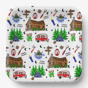 Camping or Midwest Themed  Happy Camper Birthday   Paper Plate