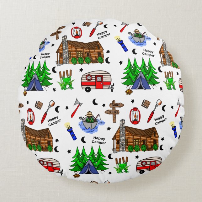 Camping or Midwest Themed   Round Pillow (Front)