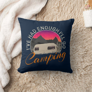 Camping Or Motorhome Vintage Design For Vacation Throw Pillow