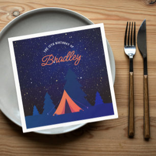 Camping Outdoor Adventure Blue Night Sky Napkin