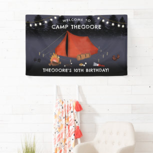 Camping Outdoor Adventure Campfire Birthday Party Banner