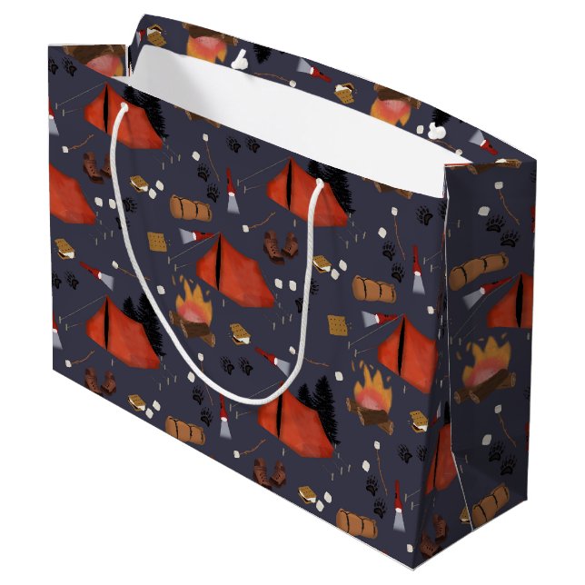 Camping Outdoor Adventure Summer Campfire Large Gift Bag (Back Angled)