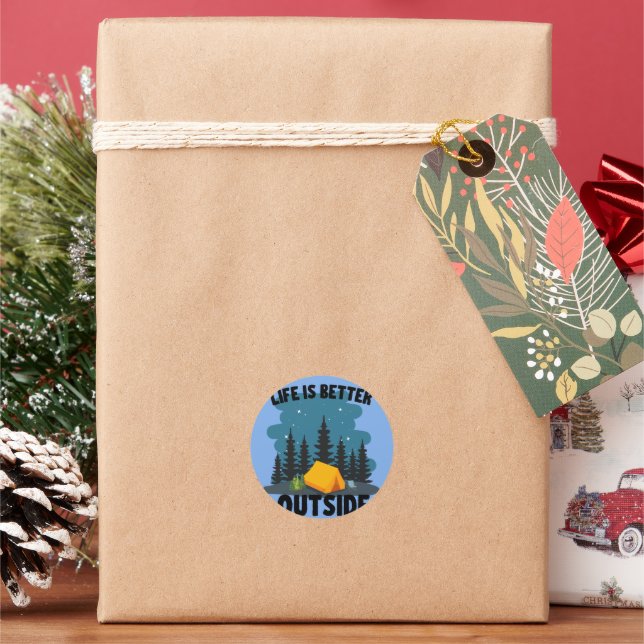 Camping Outdoor Lover Classic Round Sticker (Holiday)