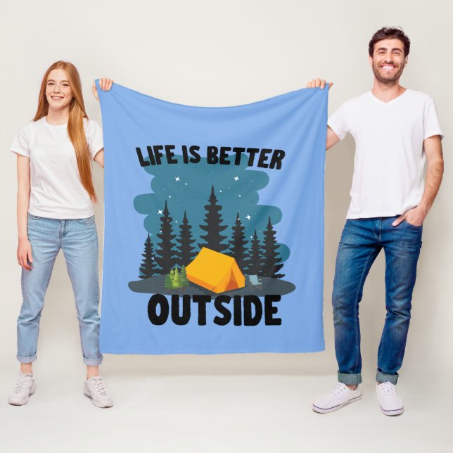 Camping Outdoor Lover Fleece Blanket (In Situ)