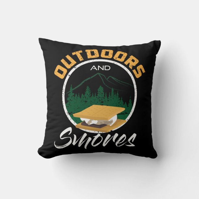 Camping - Outdoors And Smores Throw Pillow (Front)