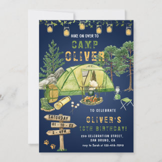Camping Outdoors Camp Out Birthday Party Invitation