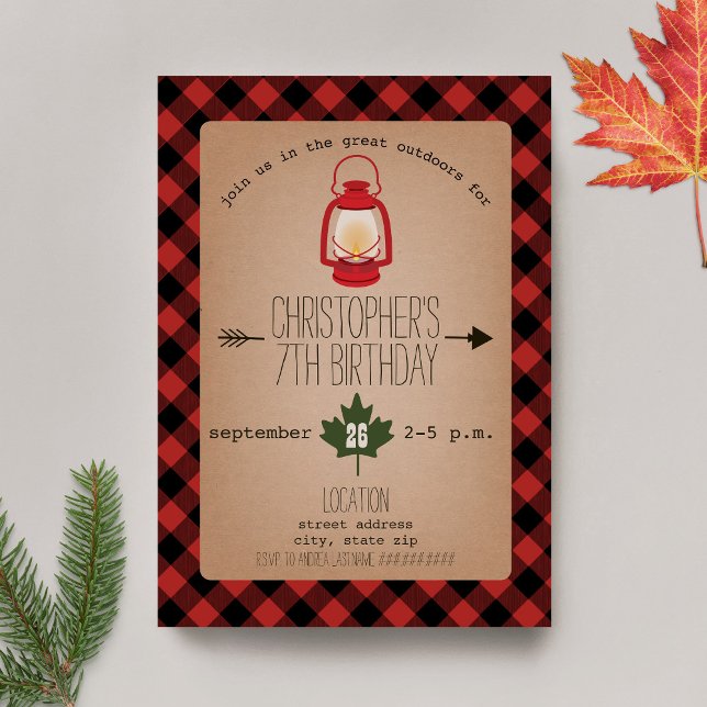 Camping / Outdoors Wilderness Birthday Party Invitation (Creator Uploaded)