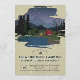 Camping Overnight Weekend Birthday Party Invite