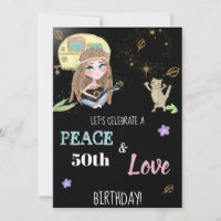 * Camping Paix et Amour Hippie Invitation Annivers