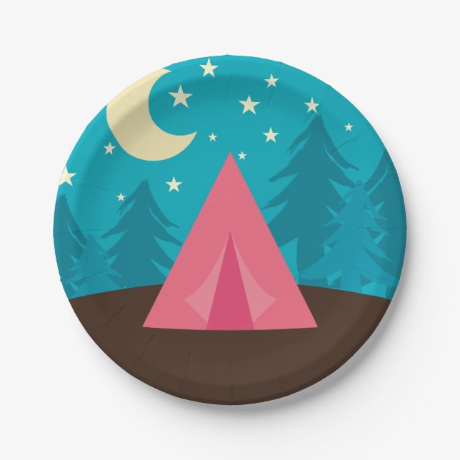 Camping Party Paper Plate (Front)