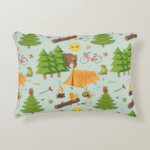 Camping Pattern Accent Pillow