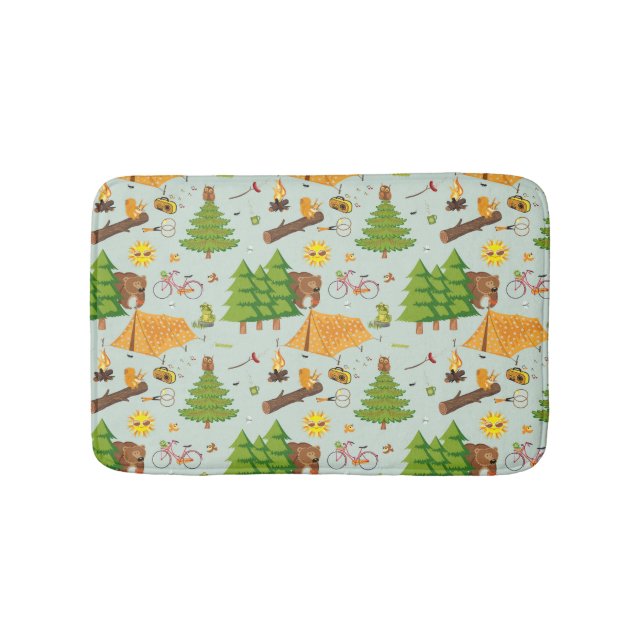 Camping Pattern Bath Mat (Front)