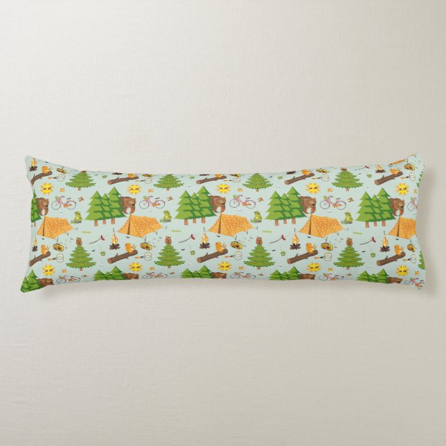 Camping Pattern Body Pillow (Front)