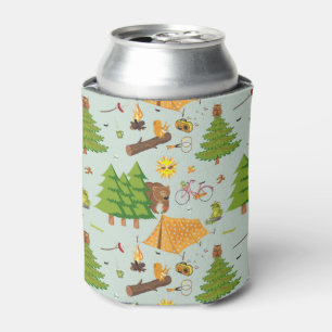 Camping Pattern Can Cooler