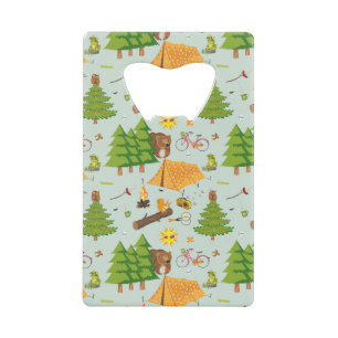 Camping Pattern Credit Card Bottle Opener