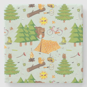 Camping Pattern Stone Coaster