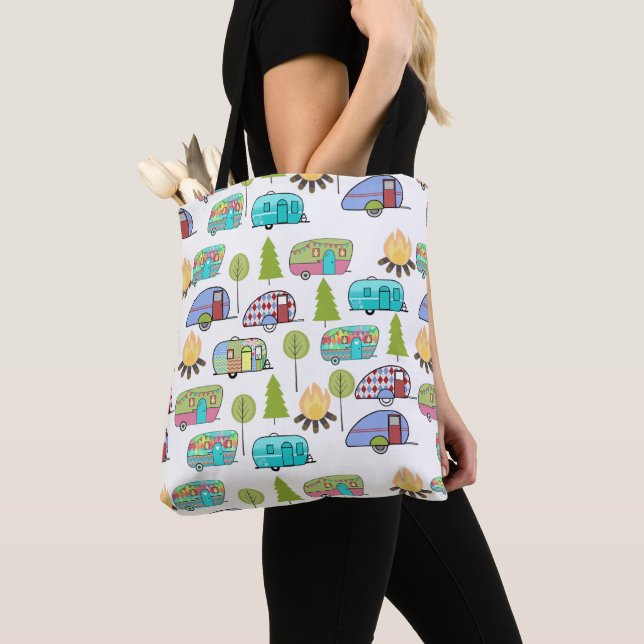 Camping Pattern Tote Bags (Close Up)
