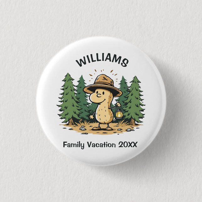 Camping Peanut 1 Inch Round Button (Front)