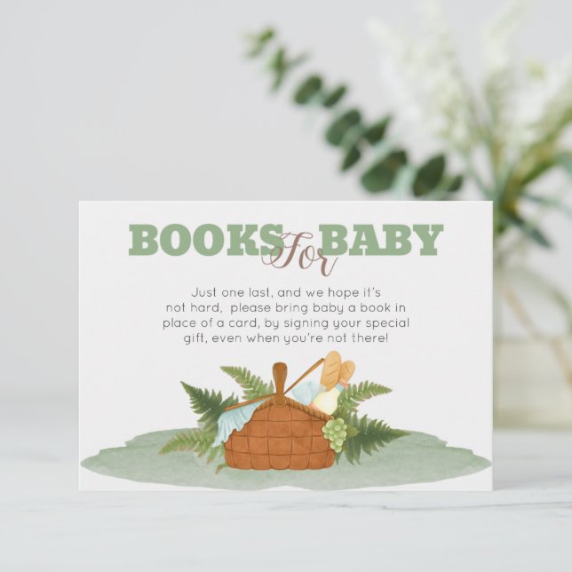 Camping Picnic Baby Shower Books For Baby Card (Standing Front)