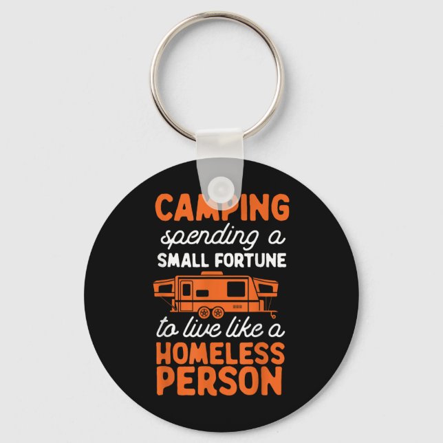Camping Pop Up Camper Rv Trailer Small Fortune  Keychain (Front)