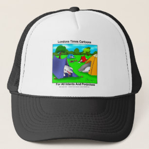 Camping Porpoises Funny Pun-Lovers Trucker Hat
