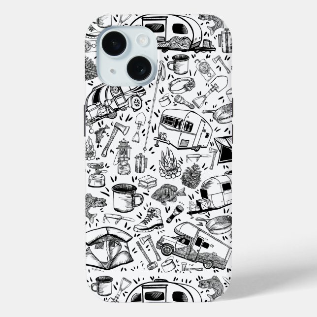 Camping print pattern collage Case-Mate iPhone case (Back)