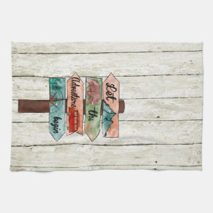 Camping Quote Directional Watercolor Sign Let The  Kitchen Towel