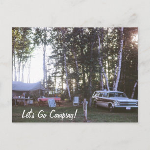 Camping, Retro Campground and Gear Vintage Travel Postcard