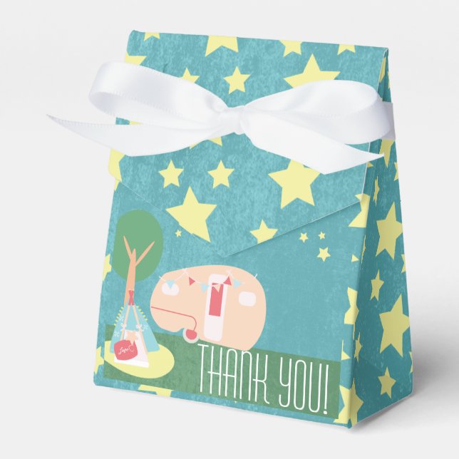 Camping Retro Party Stars Night Birthday Favor Box (Front Side)
