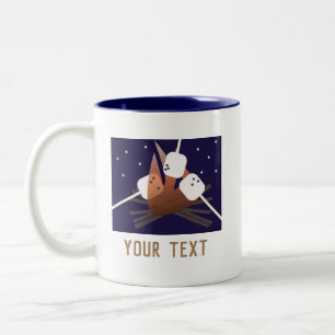 Camping Roasting Marshmallows  Bonfire Two-Tone Coffee Mug