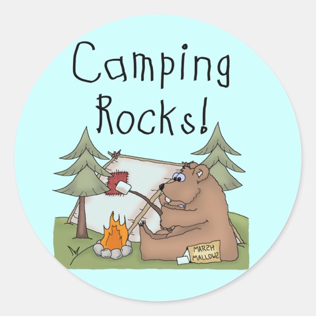 Camping Rocks Classic Round Sticker (Front)
