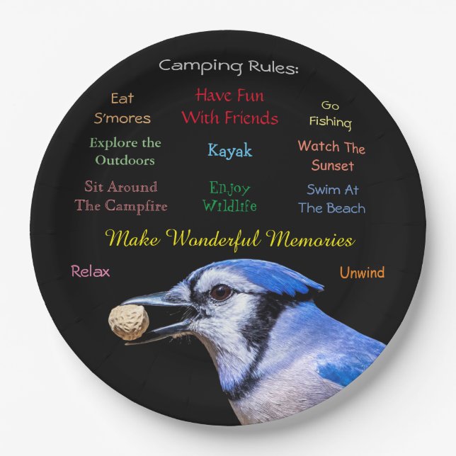 Camping Rules Paper Plate (Front)