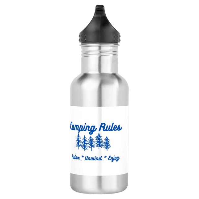 Camping Rules - Relax, Unwind, Enjoy on a  532 Ml Water Bottle (Right)