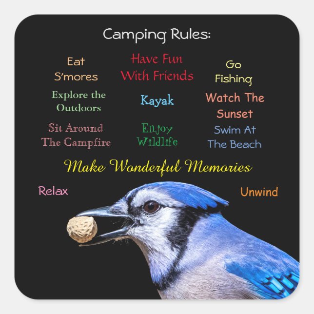 Camping Rules Square Sticker (Front)