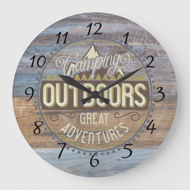Camping rustique en bois Maison Décor Horloge mura (Recto)