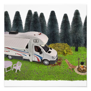 Camping RV in the Forest Camping Spot Photo Print