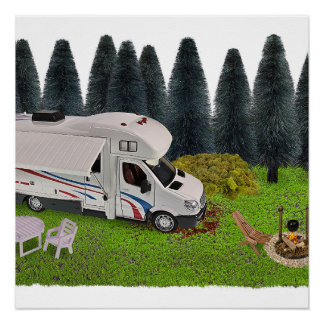 Camping RV in the Forest Camping Spot Poster