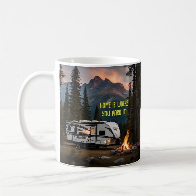 Camping RV Trailer Home Mountains Quote Coffee Mug (Left)
