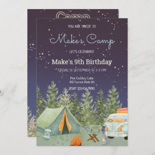 Camping sac à dos Boy Invitation d'anniversaire