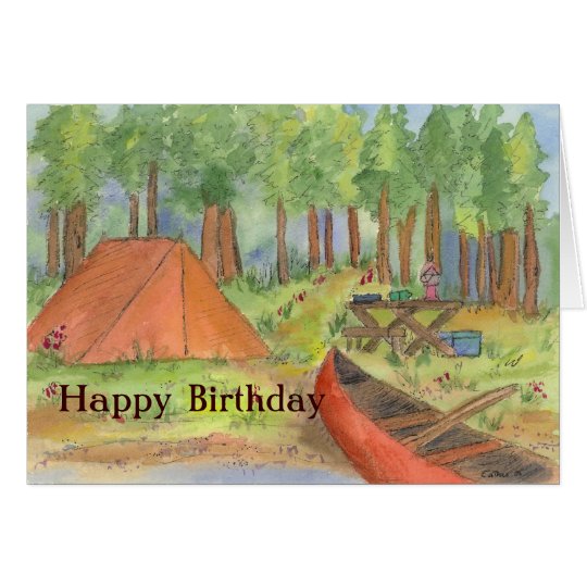 Camping Scene Happy Birthday Card