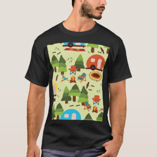 Camping scene, seamless vintage pattern T-Shirt