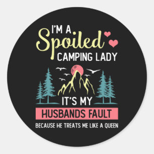Camping Shirt Women Camper Rv Vacation Camping Wom Classic Round Sticker
