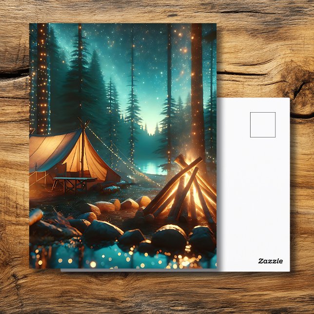 Camping Site with Pretty Lights Postcard (Creator Uploaded)