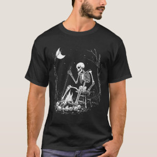 Camping Skeleton Bones Halloween Forest Campfire G T-Shirt
