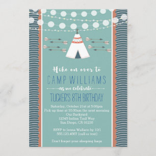 Camping Sleepover Boy Birthday Invitation