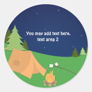 Camping Sleepover Outdoor Birthday Party Favour Classic Round Sticker
