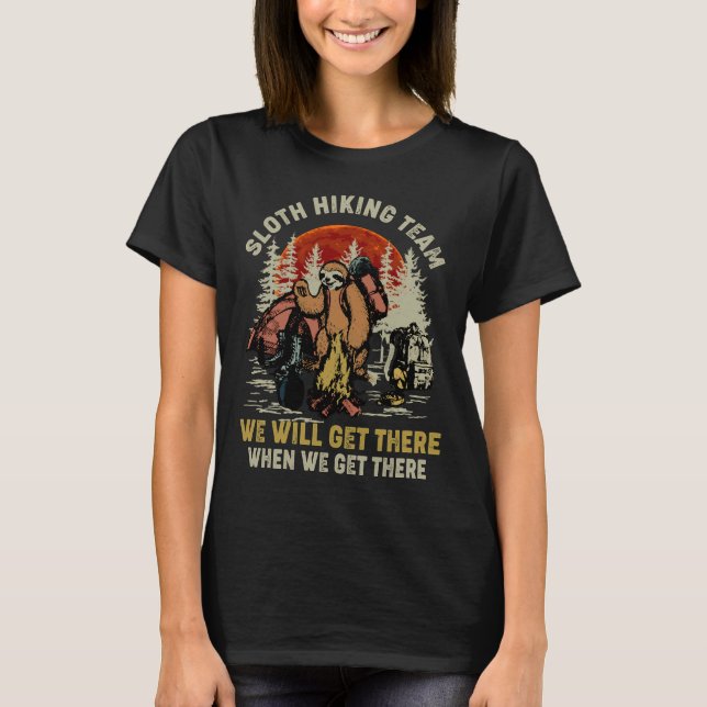 Camping Sloth Hiking Team T-Shirt (Front)